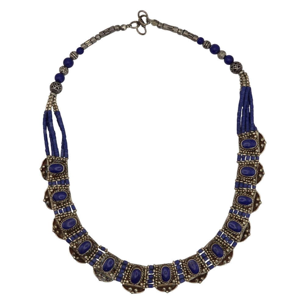 Unbranded Lapis Lazuli Bib Necklace Womens OS Blue Tribal Boho Ethnic Statement